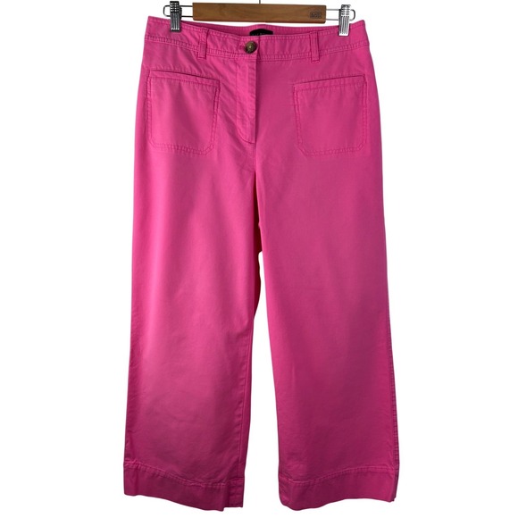 Pants - Talbots Hot Pink Wide Leg Crop Pants Size 8 Cotton Rayon Stretch High Rise